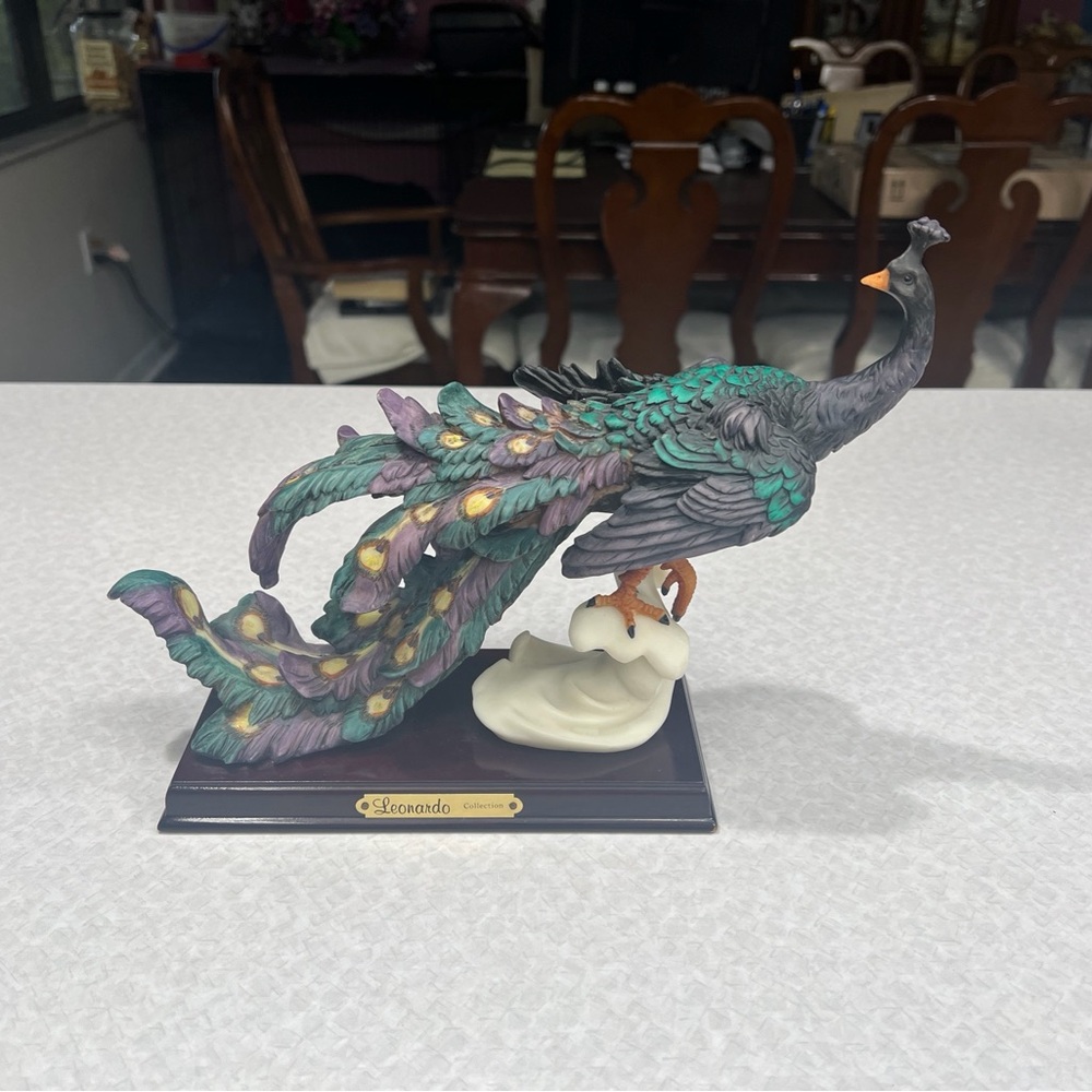 Leonardo Peacock Figurine - Multicolor 9” tall